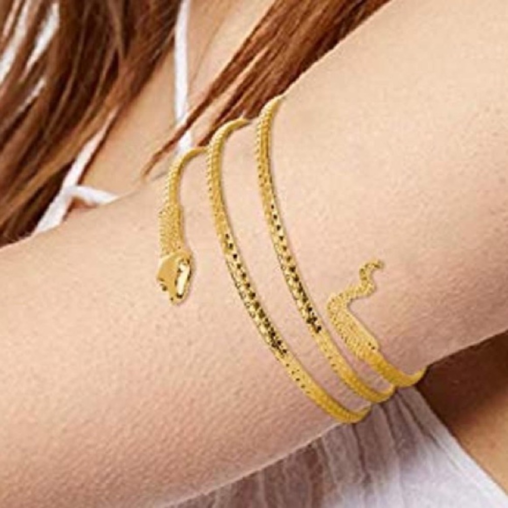 Gold Serpent Snake Bracelet Cuff